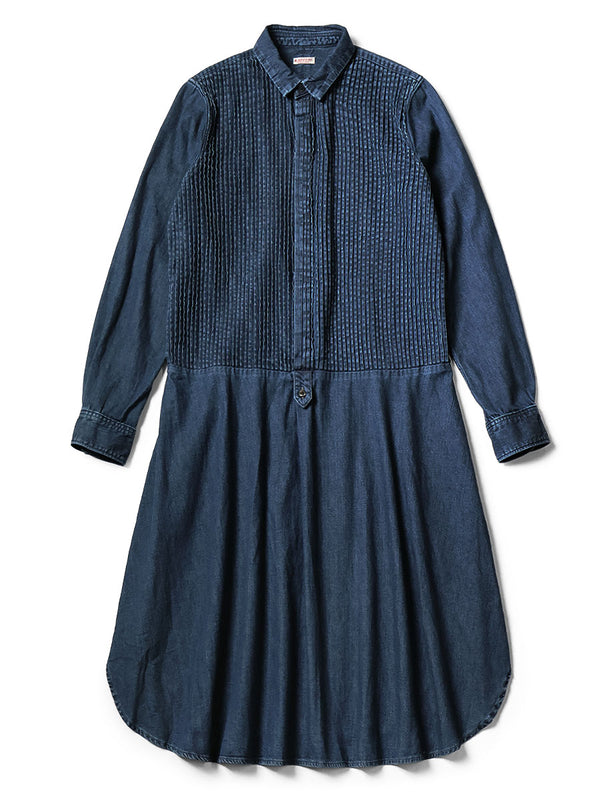 Kapital Pintuck Denim Shirt Dress