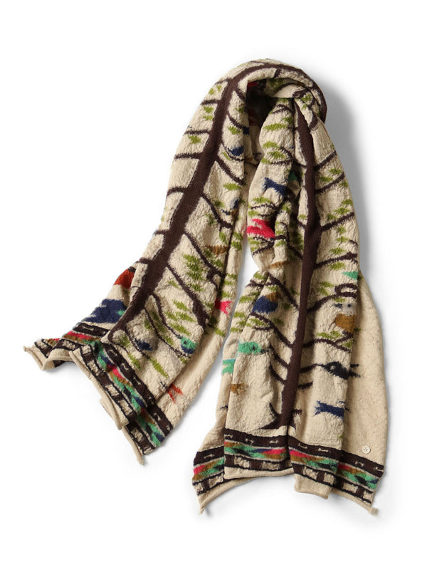 Kapital felted wool Bird Tree scarf muffler
