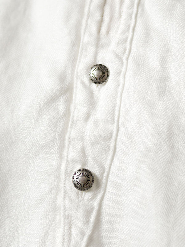 Kapital Gauze Linen Herringbone Stand Penny Shirt