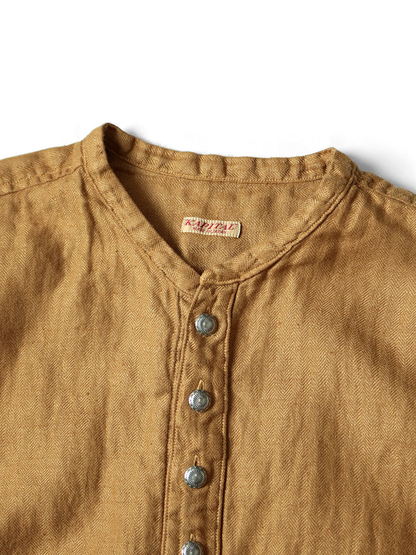 Kapital Gauze Linen Herringbone Stand Penny Shirt