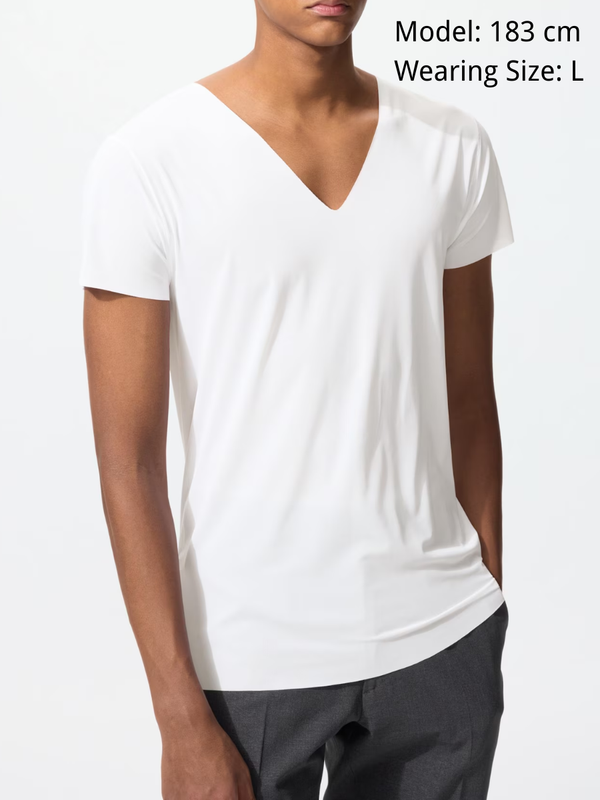 Uniqlo AIRism Deodorant Mesh V-Neck T-Shirt