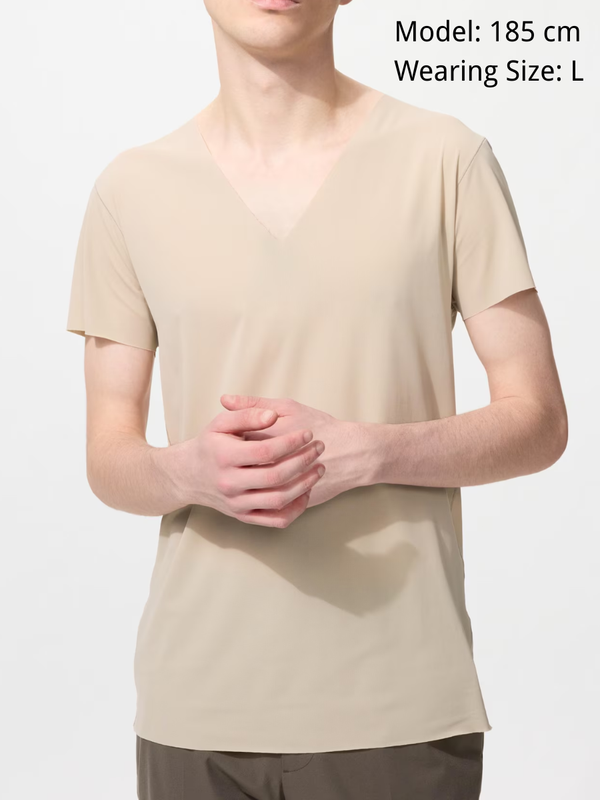 Uniqlo AIRism Deodorant Mesh V-Neck T-Shirt