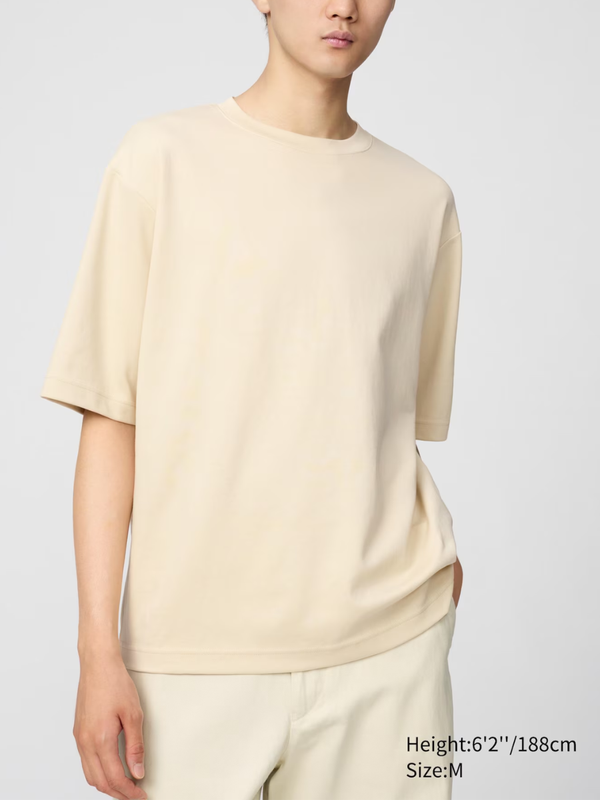 UNIQLO U AIRism Cotton Oversized Crew Neck Half-Sleeve T-Shirt