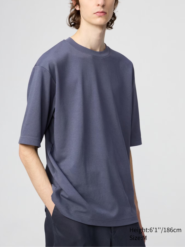 UNIQLO U AIRism Cotton Oversized Crew Neck Half-Sleeve T-Shirt