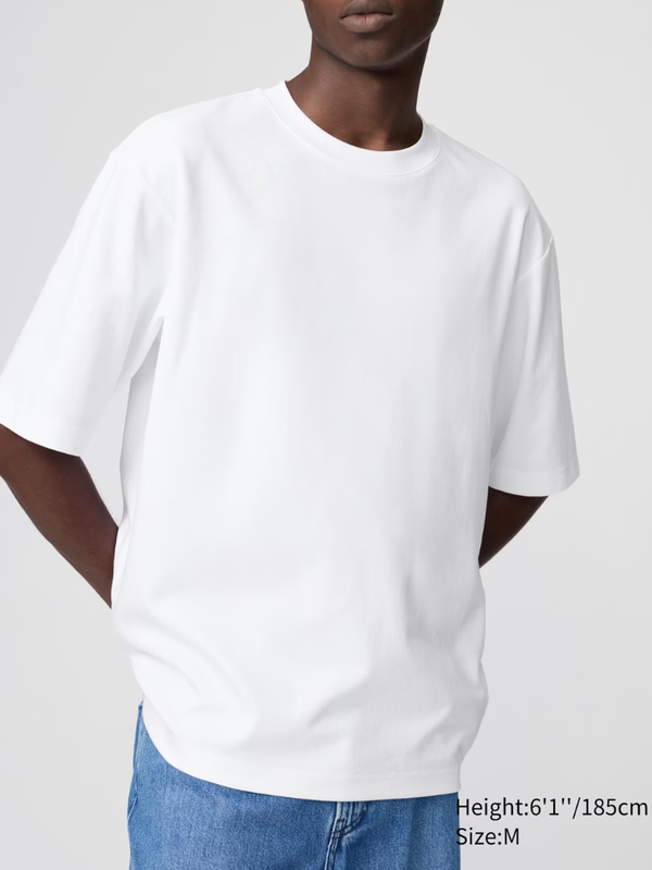 UNIQLO U AIRism Cotton Oversized Crew Neck Half-Sleeve T-Shirt
