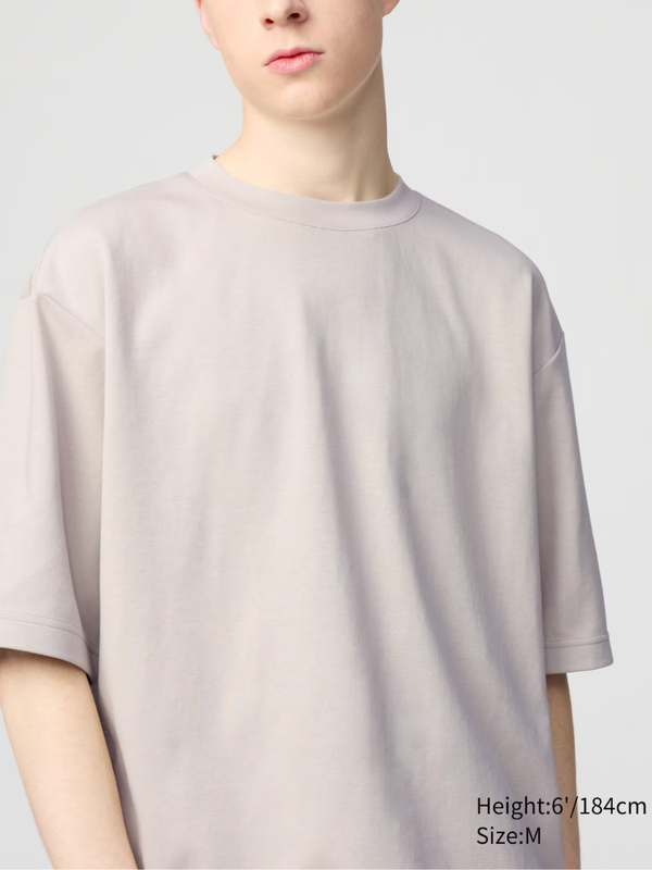 UNIQLO U AIRism Cotton Oversized Crew Neck Half-Sleeve T-Shirt