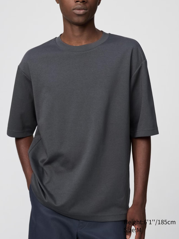 UNIQLO U AIRism Cotton Oversized Crew Neck Half-Sleeve T-Shirt