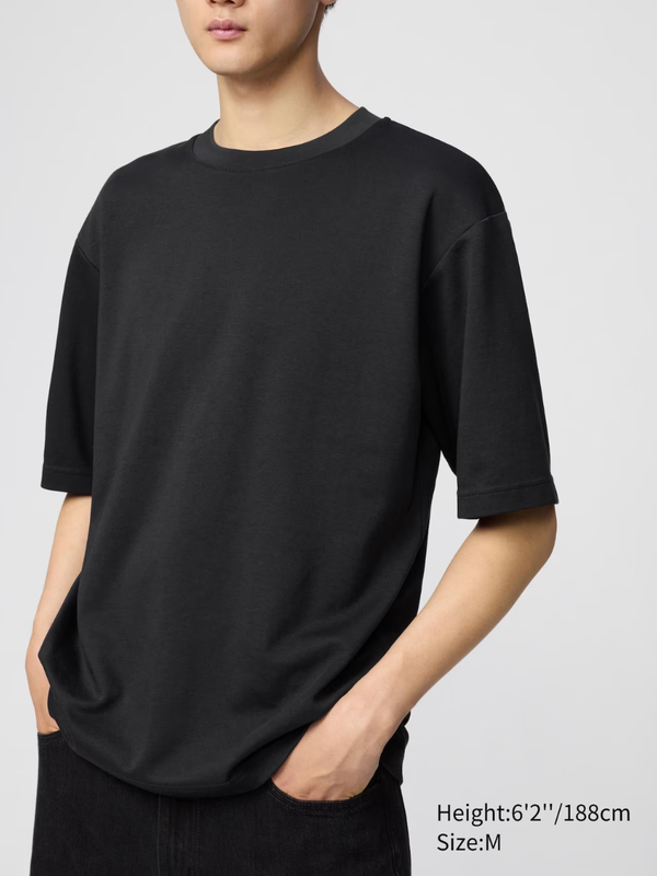 UNIQLO U AIRism Cotton Oversized Crew Neck Half-Sleeve T-Shirt