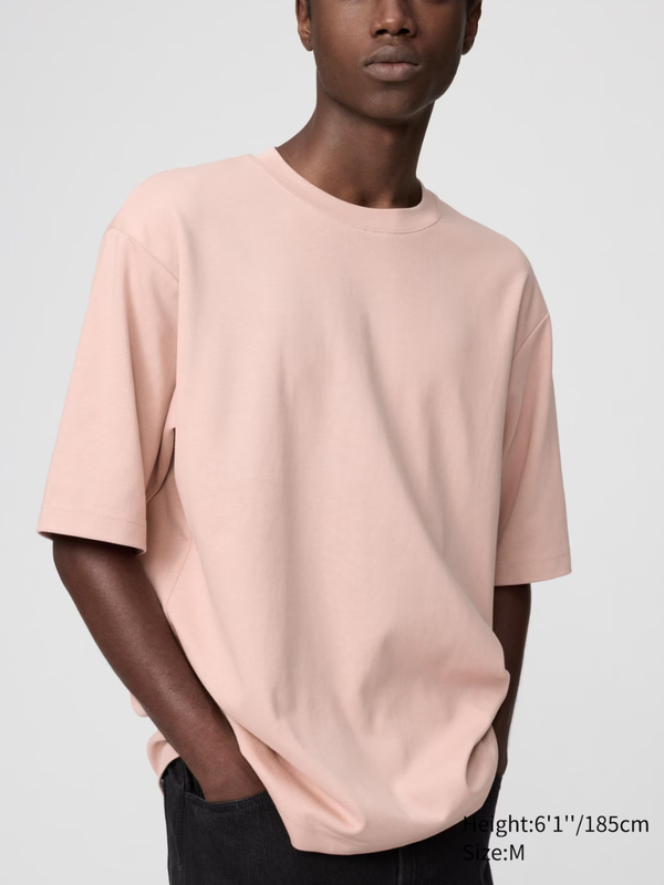 UNIQLO U AIRism Cotton Oversized Crew Neck Half-Sleeve T-Shirt