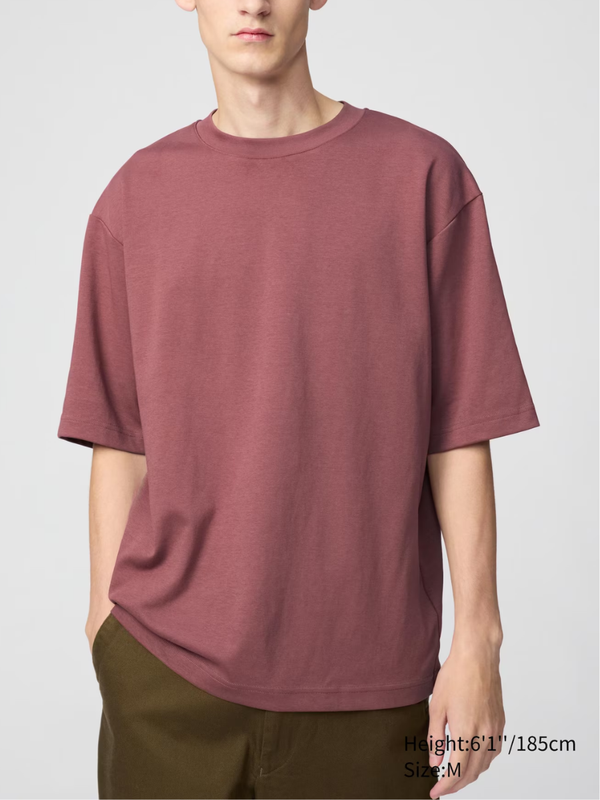 UNIQLO U AIRism Cotton Oversized Crew Neck Half-Sleeve T-Shirt