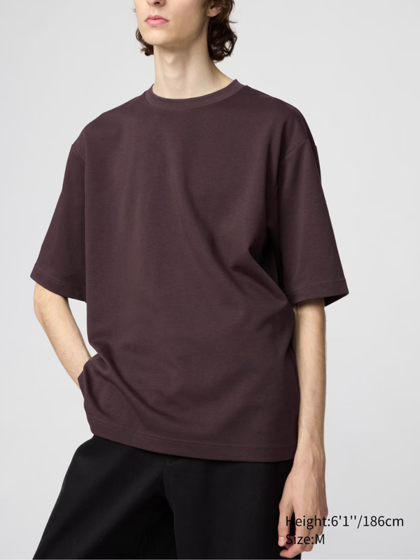 UNIQLO U AIRism Cotton Oversized Crew Neck Half-Sleeve T-Shirt