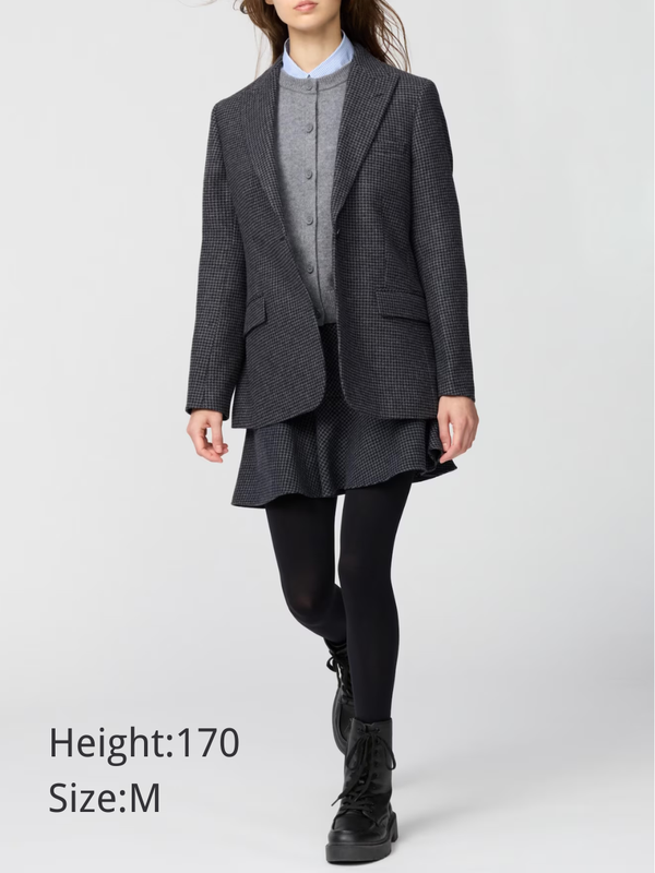 UNIQLO Wool Blend Slim Fit Tweed Jacket