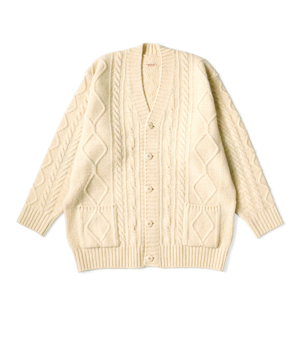 Kapital 5G Wool Cable Knit SMILIE Patch Cardigan