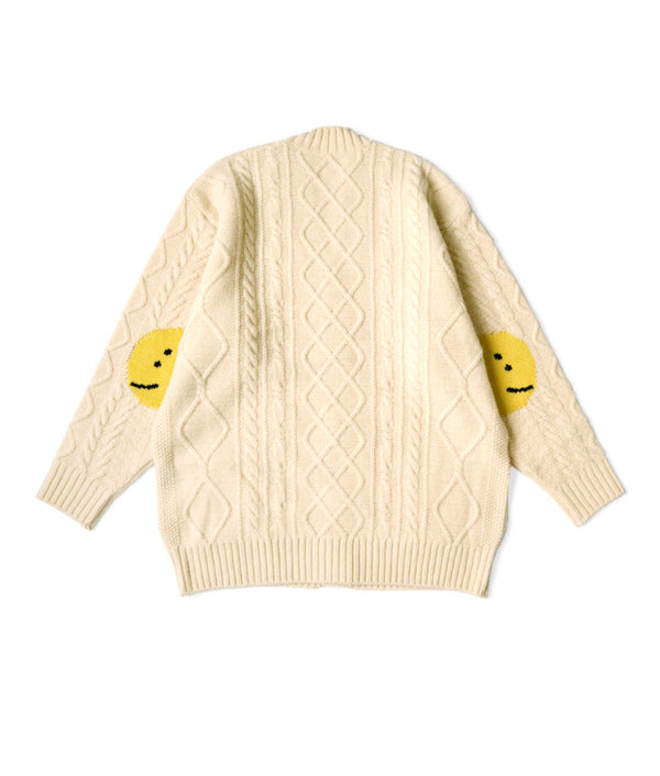 Kapital 5G Wool Cable Knit SMILIE Patch Cardigan