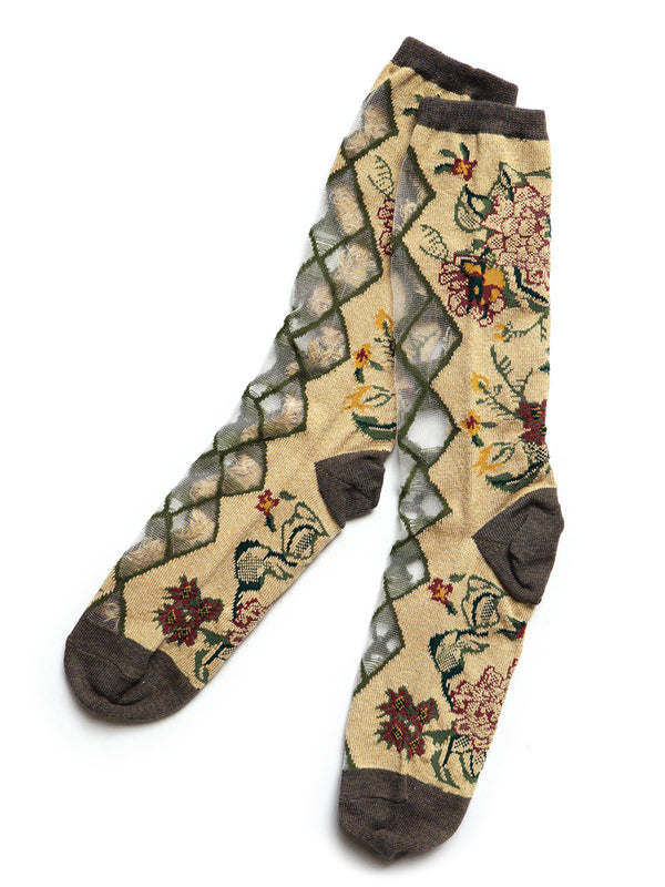 Kapital 156 Gobelin Flower See-through Socks women