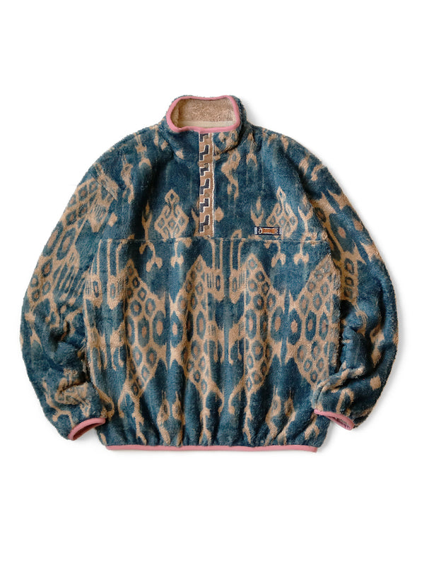 Kapital Java Kasuri Fleece Snap sweater