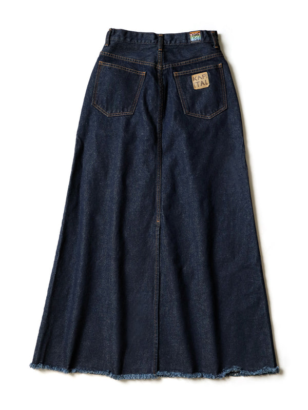 Kapital 13oz denim high waist maxi skirt
