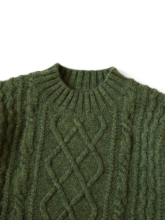 Kapital 5G Wool Cable Knit Elbow CATPITAL Crew Sweater