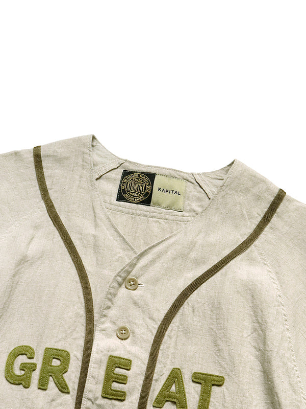 Kapital French Linen GREAT KOUNTRY Baseball Shirt