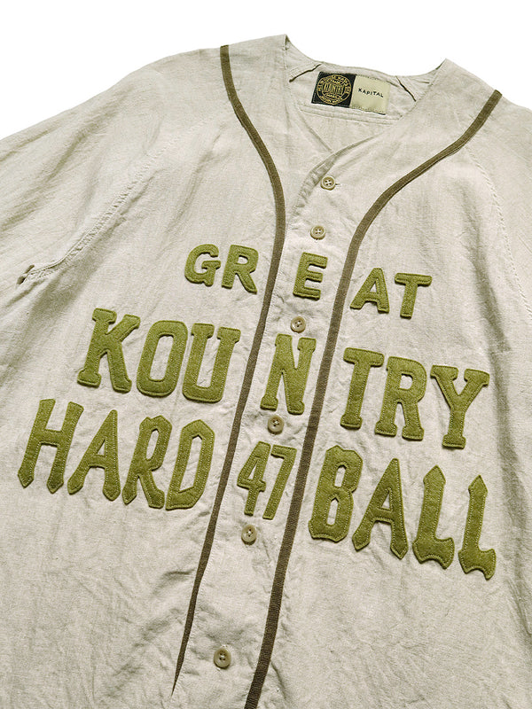 Kapital French Linen Great Kountry Baseball Shirt Beige / Size2