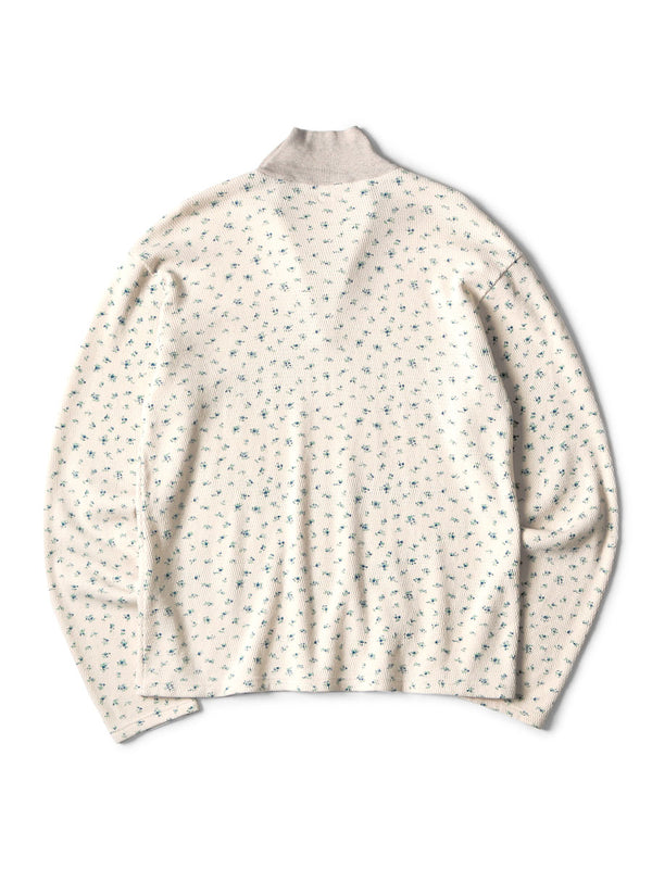 Kapital Waffle Jersey Small Flowers pt Half Zip Long Tee