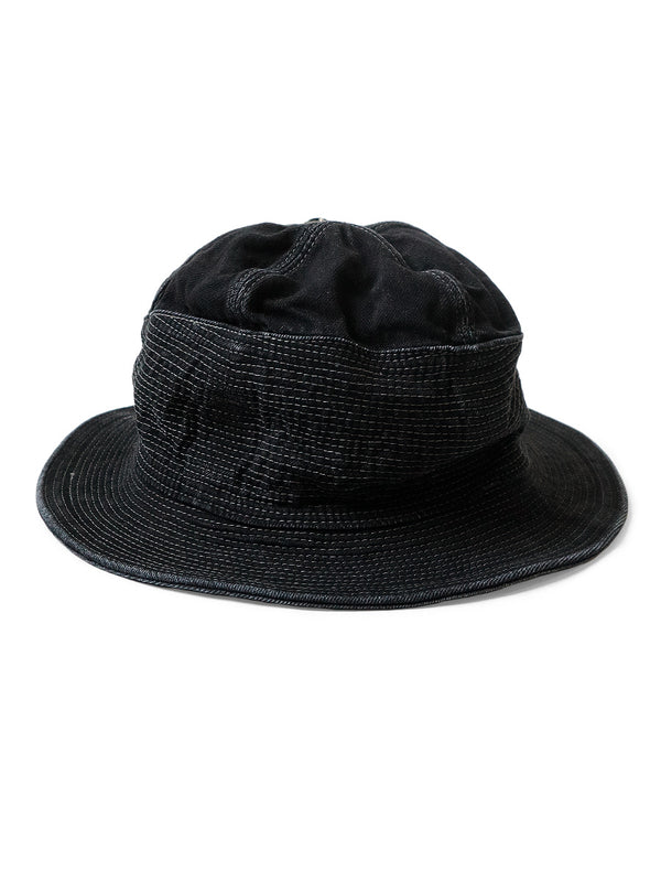 Kapital 11.5oz Black x Black Denim Old Man and the Sea Hat Cap