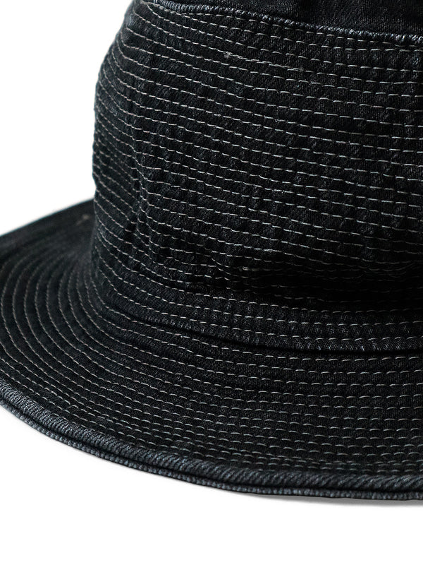 Kapital 11.5oz Black x Black Denim Old Man and the Sea Hat Cap