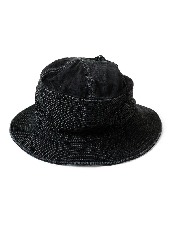 Kapital 11.5oz Black x Black Denim Old Man and the Sea Hat Cap