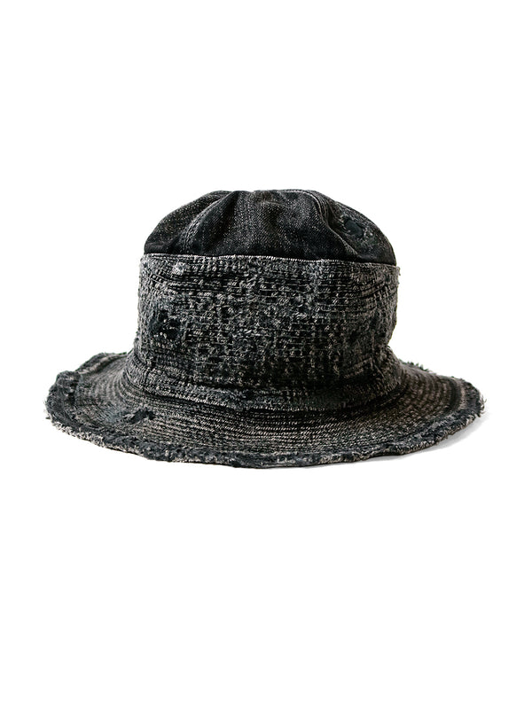 Kapital 11.5oz Black x Black Denim The Old Man and the Sea HAT (Crash Remake) Cap