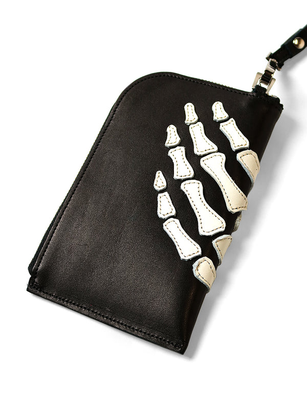 Kapital Leather Thumbs Up Bone Hand Zip Neck wallet Bag