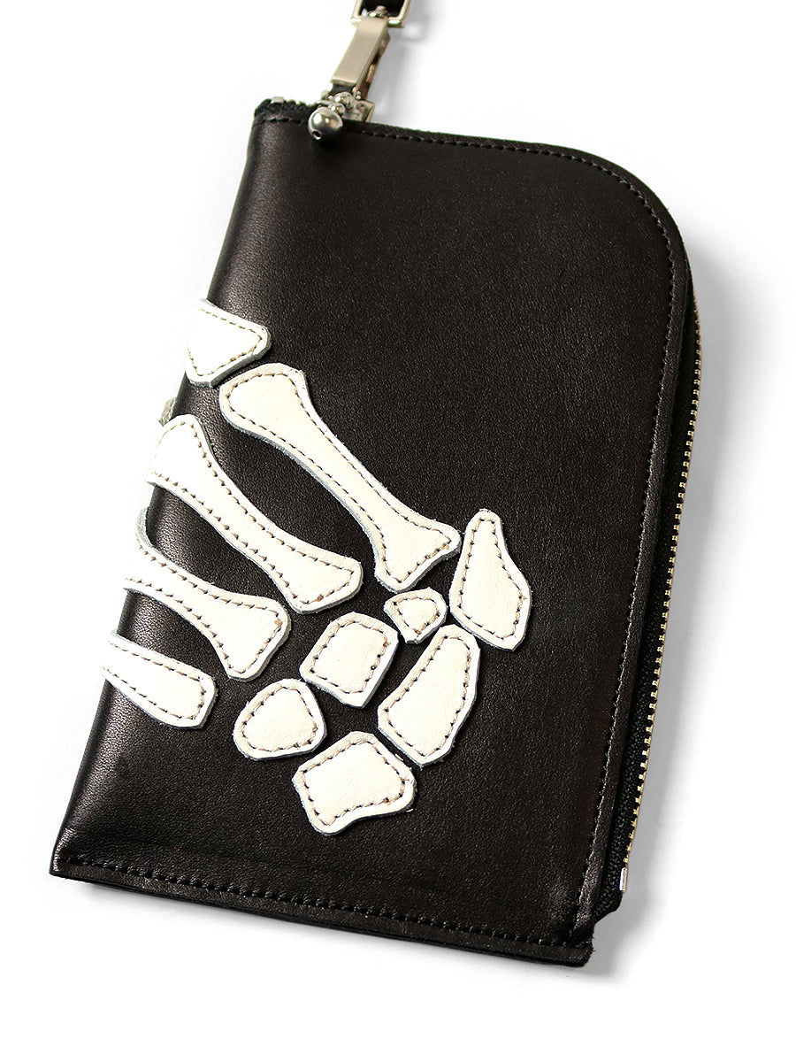 Kapital Leather Thumbs Up Bone Hand Zip Neck wallet Bag Kapital Leather Thumbs Up Bone Hand Zip Neck wallet Bag