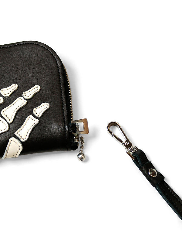 Kapital Leather Thumbs Up Bone Hand Zip Neck wallet Bag