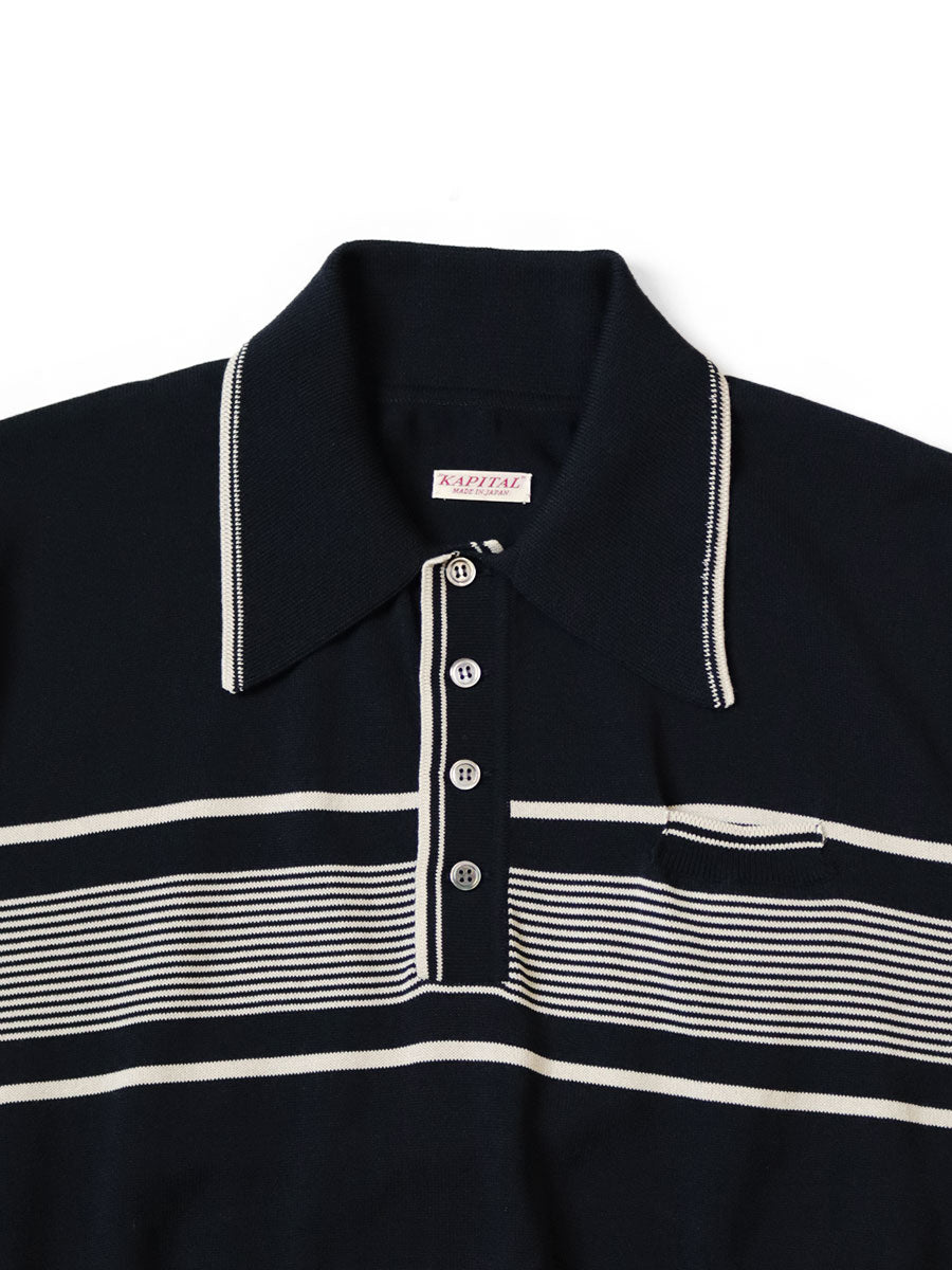 Kapital 14G Cotton Knit Striped Carol Polo Shirt – HARUYAMA