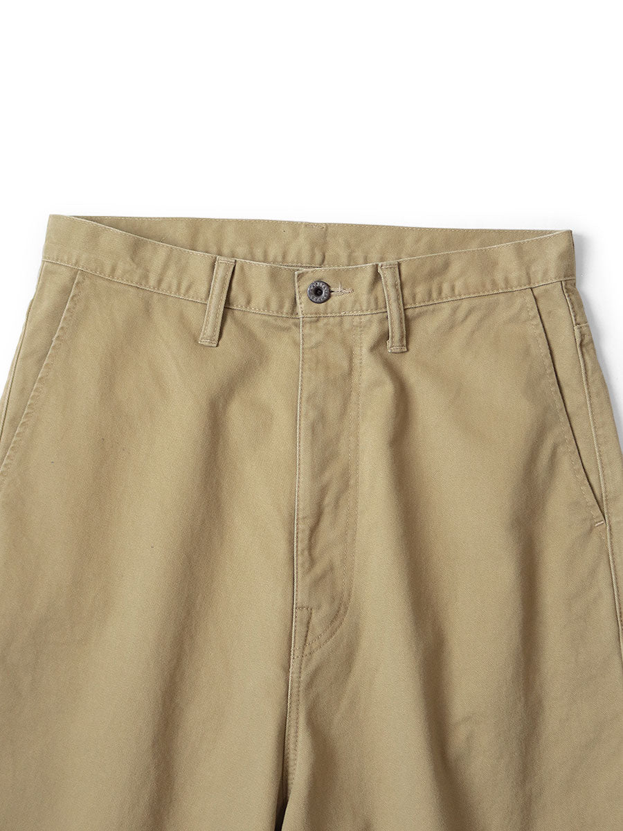 KAPITAL Leather Cotton Chino Pants 2 Khaki Rare Design JAPAN