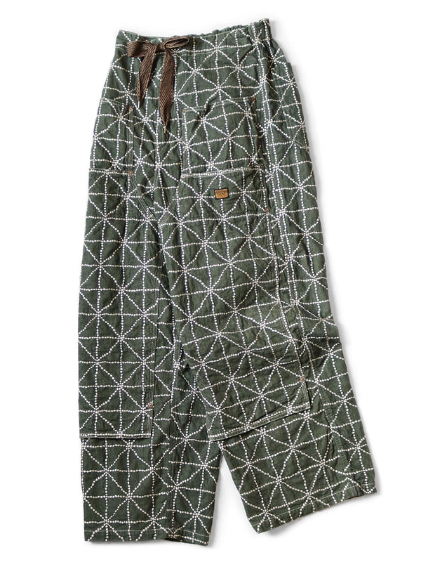 Kapital 8oz color denim FOLK-DOJO embroidery W knee easy baggy pants