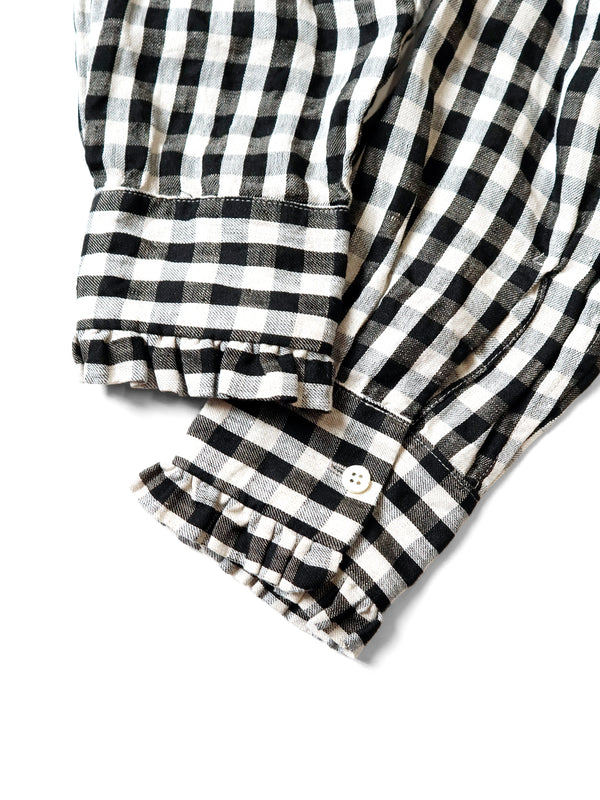 Kapital twill gingham ruffled Prague shirt women