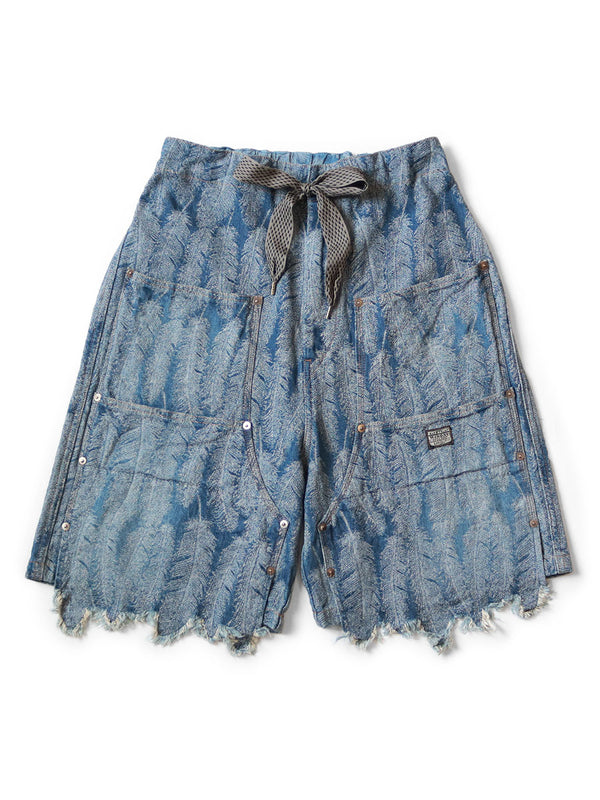 Kapital 12oz Magpie Denim W Knee Easy feather Shorts pants (Time Sale)