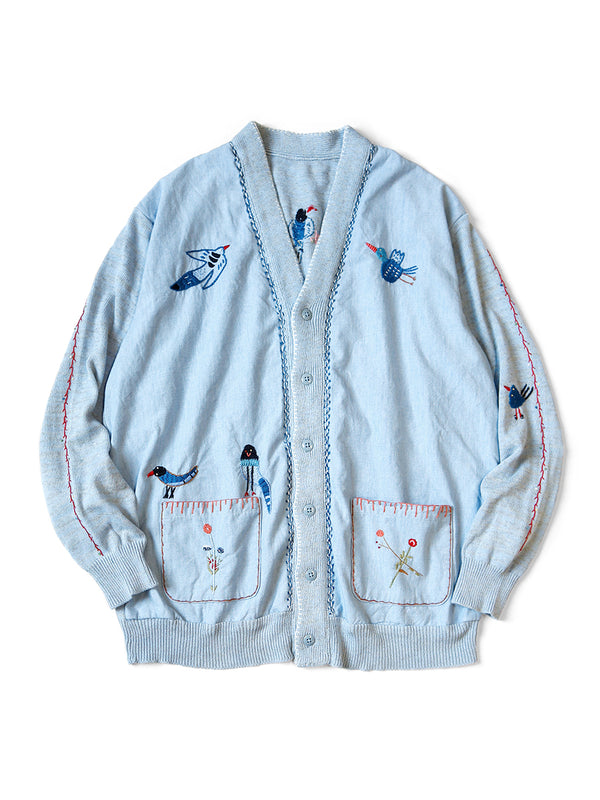 Kapital Knit x Chambray Cardigan (Magpie Embroidery)