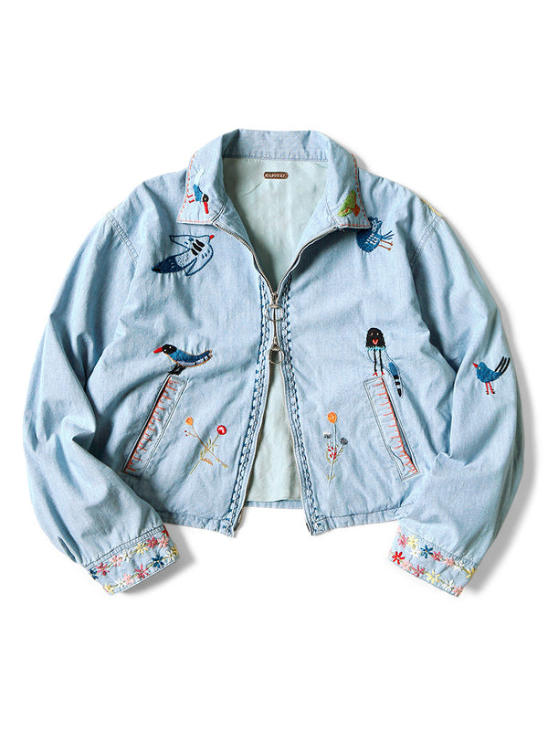 Kapital Chambray Drizzler Jacket (Magpie Embroidery)