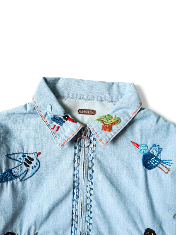 Kapital Chambray Drizzler Jacket (Magpie Embroidery)