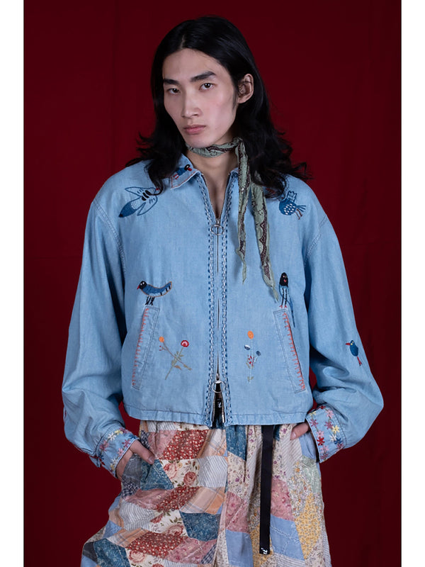 Kapital Chambray Drizzler Jacket (Magpie Embroidery)