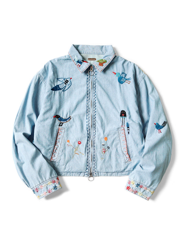 Kapital Chambray Drizzler Jacket (Magpie Embroidery)