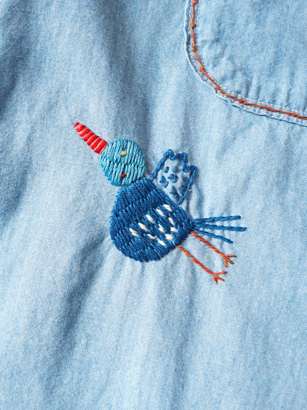 Kapital Chambray Work Shirt (Magpie Embroidery)