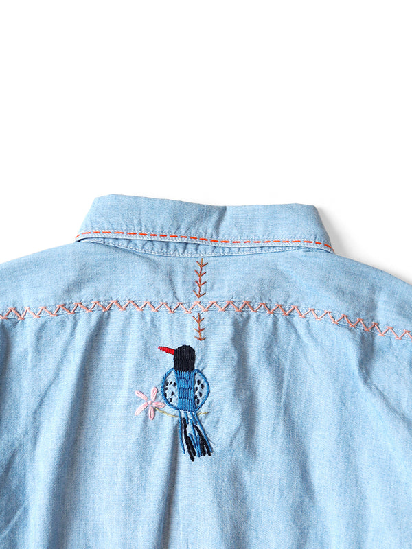 Kapital Chambray Work Shirt (Magpie Embroidery)