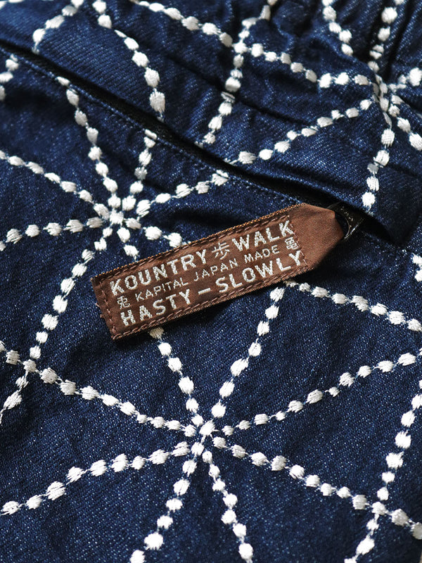 Kapital 8oz Denim FOLK-DOJO Embroidered Easy Short Pants