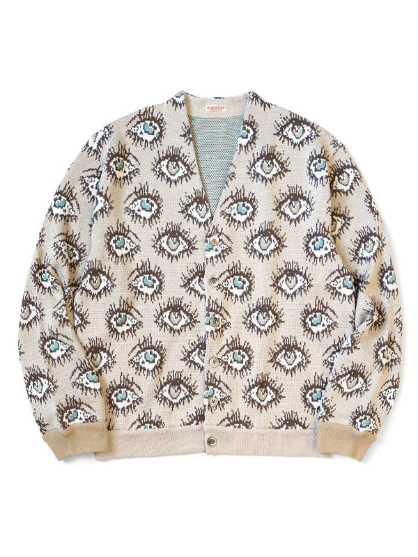 Kapital 8G jacquard knit SPEAKEASY pattern short cardigan sweater