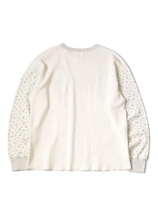 Kapital Waffle Jersey Small Flower Print 2-Tone Long-Sleeve T-Shirt (KAPITAL Embroidery)