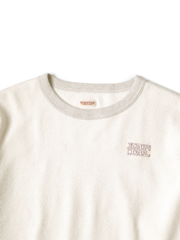 Kapital Waffle Jersey Small Flower Print 2-Tone Long-Sleeve T-Shirt (KAPITAL Embroidery)