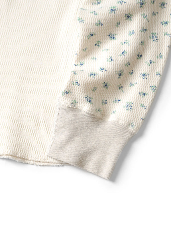 Kapital Waffle Jersey Small Flower Print 2-Tone Long-Sleeve T-Shirt (KAPITAL Embroidery)