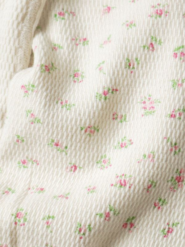 Kapital Waffle Jersey Small Flower Print 2-Tone Long-Sleeve T-Shirt (KAPITAL Embroidery)